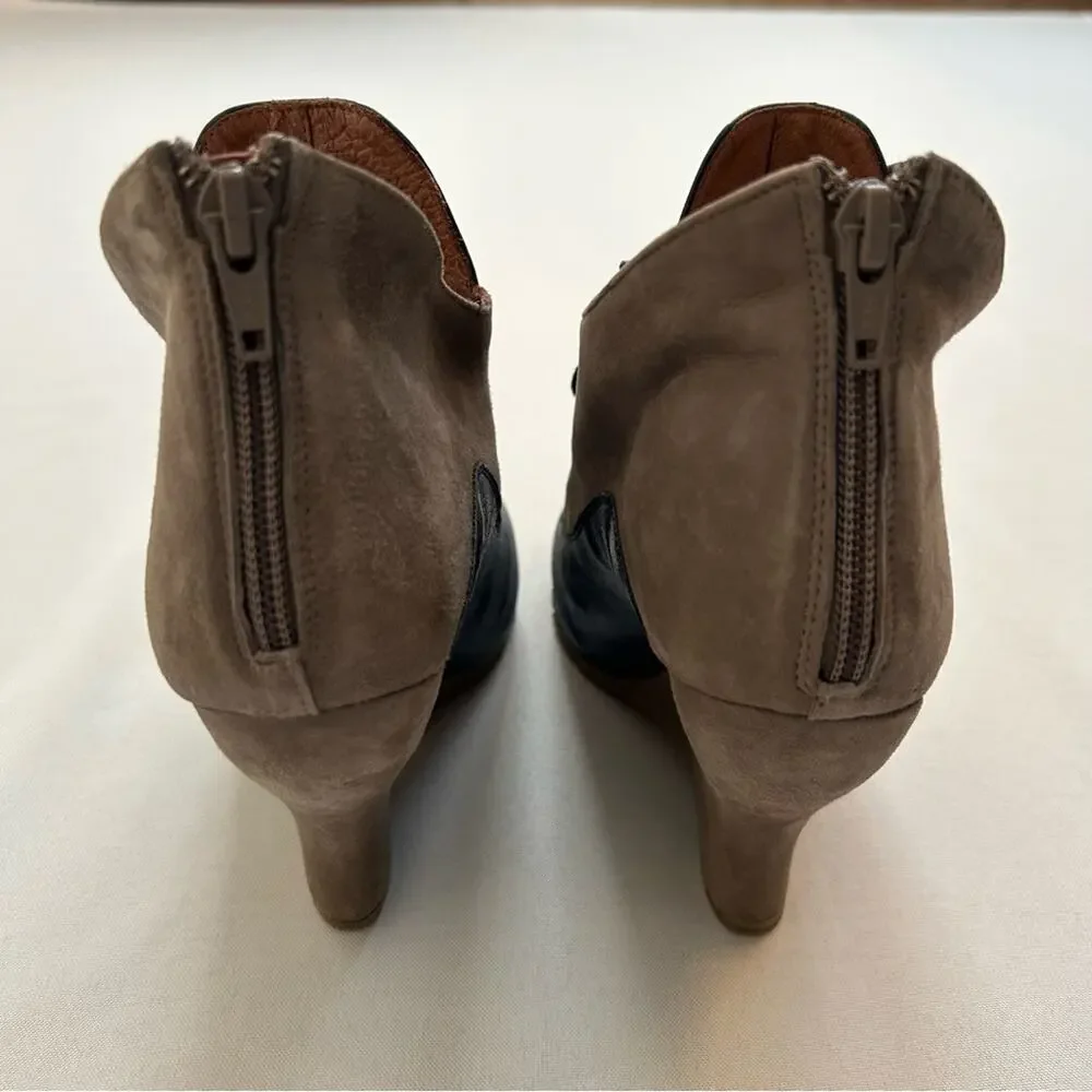 Anthropologie Lucky Penny City Spectator Wedges Taupe Navy Blue Eur 37